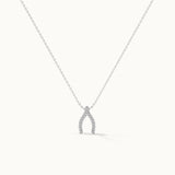 Wishbone Diamond Necklace, 14K Solid Gold, 1/8 ct Lab Grown Diamond-3