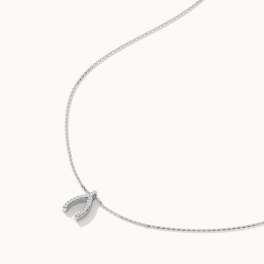 Wishbone Diamond Necklace, 14K Solid Gold, 1/8 ct Lab Grown Diamond-7