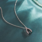 Wishbone Diamond Necklace, 14K Solid Gold, 1/8 ct Lab Grown Diamond-1