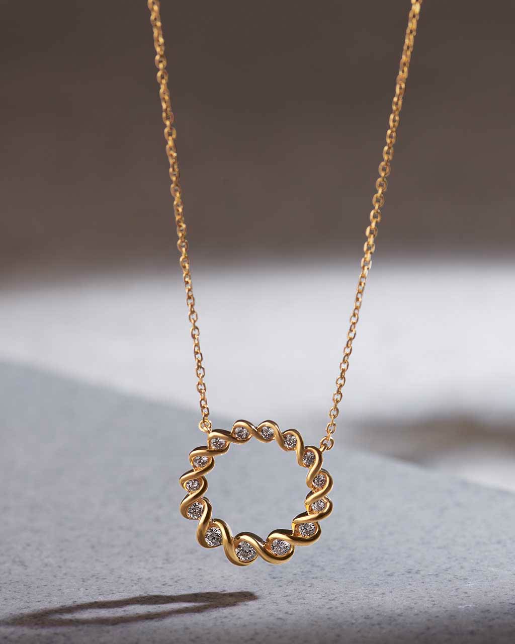 Twisted Round Diamond Necklace, 14K Solid Gold, 1/3 ct Lab Grown Diamond-6