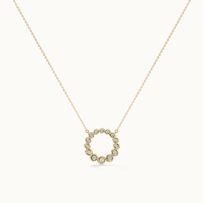 Twisted Round Diamond Necklace