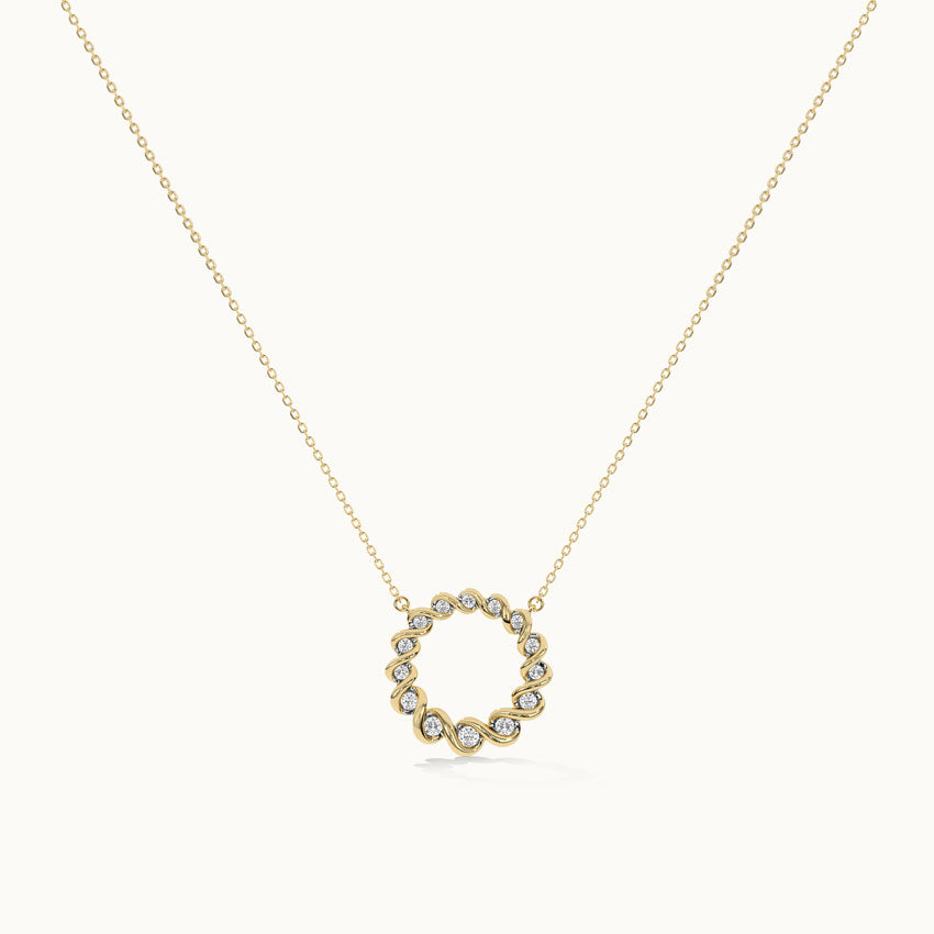 Twisted Round Diamond Necklace, 14K Solid Gold, 1/3 ct Lab Grown Diamond-3