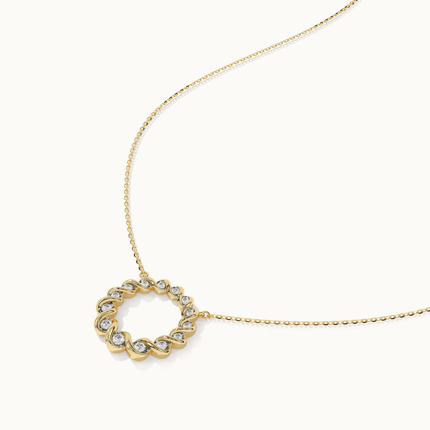 Twisted Round Diamond Necklace,14K Gold Vermeil,1/3ct Lab Grown Diamond-7