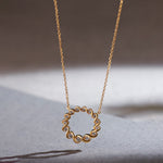 Twisted Round Diamond Necklace, 14K Solid Gold, 1/3 ct Lab Grown Diamond-1