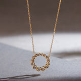 Twisted Round Diamond Necklace, 14K Solid Gold, 1/3 ct Lab Grown Diamond-1