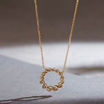 Twisted Round Diamond Necklace, 14K Gold Vermeil, 1/3 ct Lab Grown Diamond-1