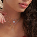 Round Cluster Diamond Necklace, Sterling Silver, 1/2 ct Lab Grown Diamond-2