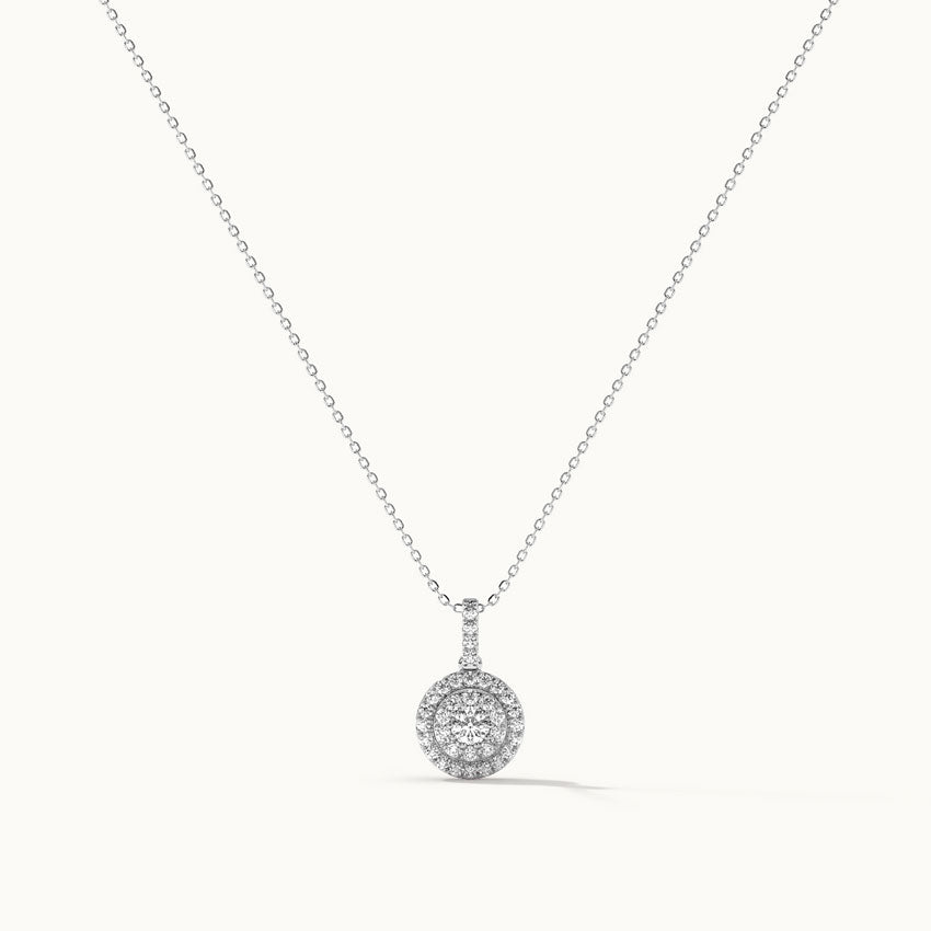 Round Cluster Diamond Necklace, Sterling Silver, 1/2 ct Lab Grown Diamond-3