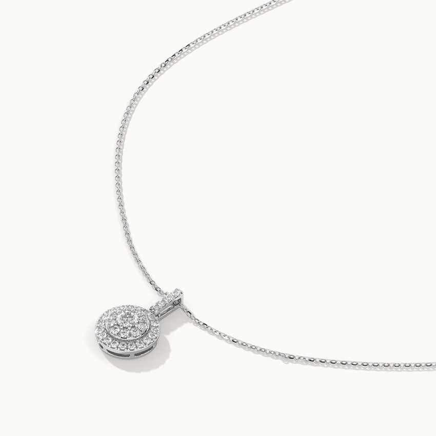 Round Cluster Diamond Necklace, 14K Solid Gold, 1/2 ct Lab Grown Diamond-7