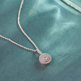 Round Cluster Diamond Necklace, 14K Solid Gold, 1/2 ct Lab Grown Diamond-1