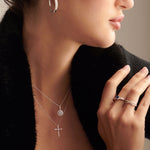 Round Cluster Diamond Necklace, 14K Solid Gold, 1/2 ct Lab Grown Diamond-5