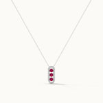 Created Ruby Paperclip Necklace, 14K Solid Gold, 1/5 ct Lab Grown Diamond-3