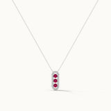 Created Ruby Paperclip Necklace, 14K Solid Gold, 1/5 ct Lab Grown Diamond-3