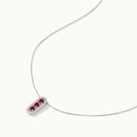 Created Ruby Paperclip Necklace, Sterling Silver, 1/5 ct Lab Grown Diamond-6
