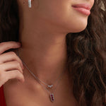 Created Ruby Paperclip Necklace, Sterling Silver, 1/5 ct Lab Grown Diamond-5