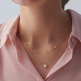 Twisted Round Opal Necklace, 14K Solid Gold-5