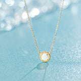 Twisted Round Opal Necklace, 14K Solid Gold-1