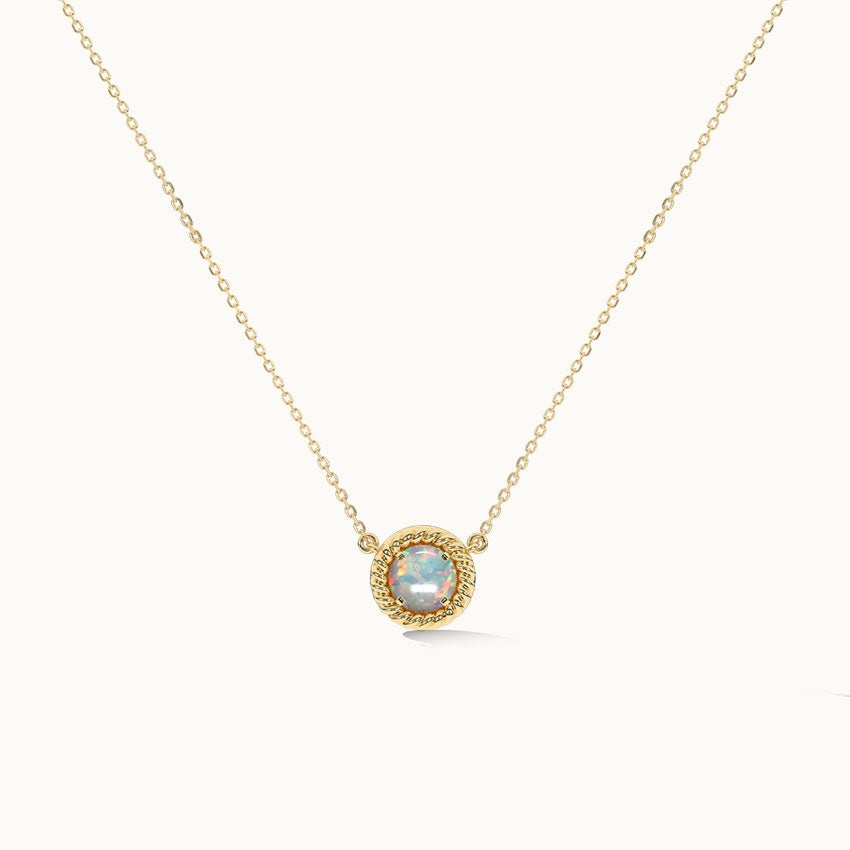 Twisted Round Opal Necklace