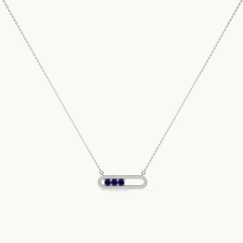 Horizontal Paperclip Necklace In Blue