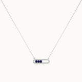 Horizontal Paperclip Necklace In Blue, Sterling Silver, 1/5 ct Lab Grown Diamond-3
