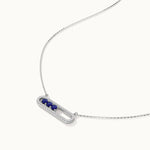 Horizontal Paperclip Necklace In Blue,Sterling Silver,1/5 ct Lab Diamond-7