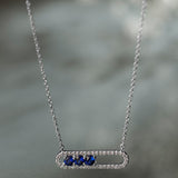 Horizontal Paperclip Necklace In Blue, 14K Solid Gold, 1/5 ct Lab Grown Diamond-6