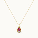 Pear Ruby & Diamond Necklace, 14K Gold Vermeil, 1/20 ct Lab Grown Diamond-3