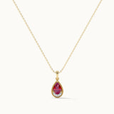 Pear Ruby & Diamond Necklace, 14K Gold Vermeil, 1/20 ct Lab Grown Diamond-3