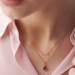 Pear Ruby & Diamond Necklace, 14K Gold Vermeil, 1/20 ct Lab Grown Diamond-2