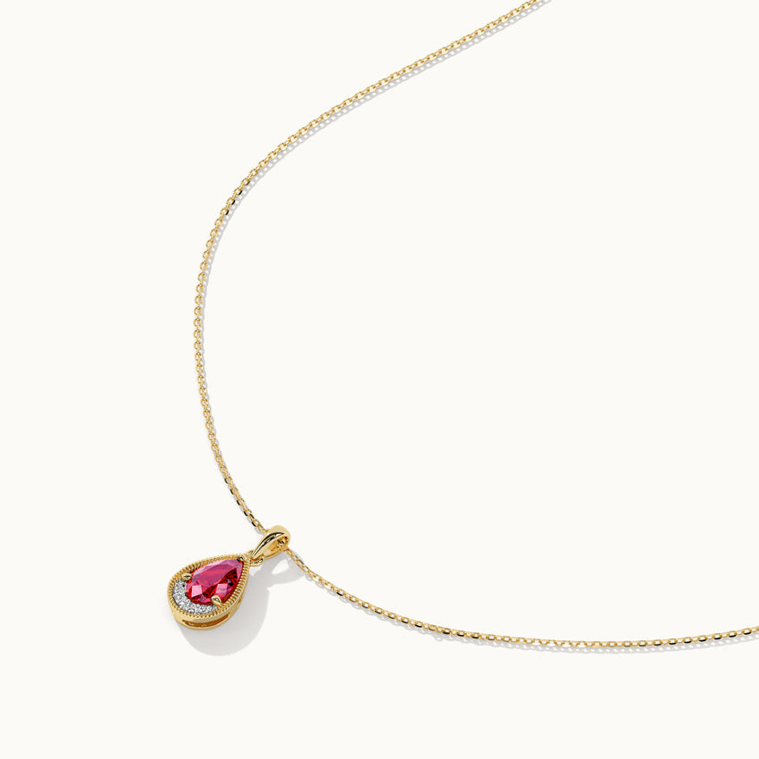 Pear Ruby & Diamond Necklace