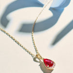 Pear Ruby & Diamond Necklace, 14K Gold Vermeil, 1/20 ct Lab Grown Diamond-6