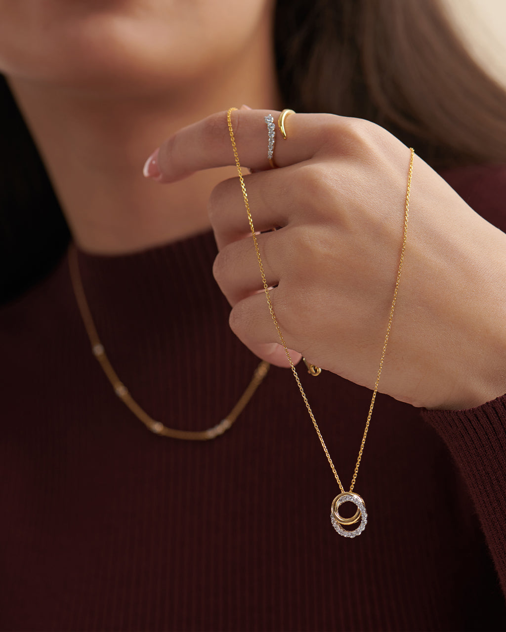 Interlocked Round Diamond Necklace, 14K Gold Vermeil, 1/3 ct Lab Grown Diamond-5