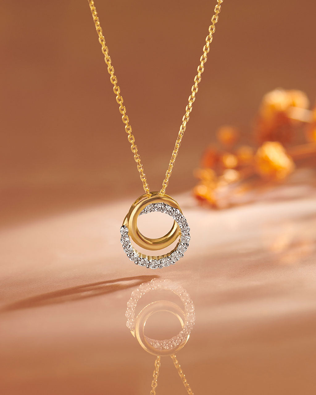 Interlocked Round Diamond Necklace, 14K Gold Vermeil, 1/3 ct Lab Grown Diamond-6