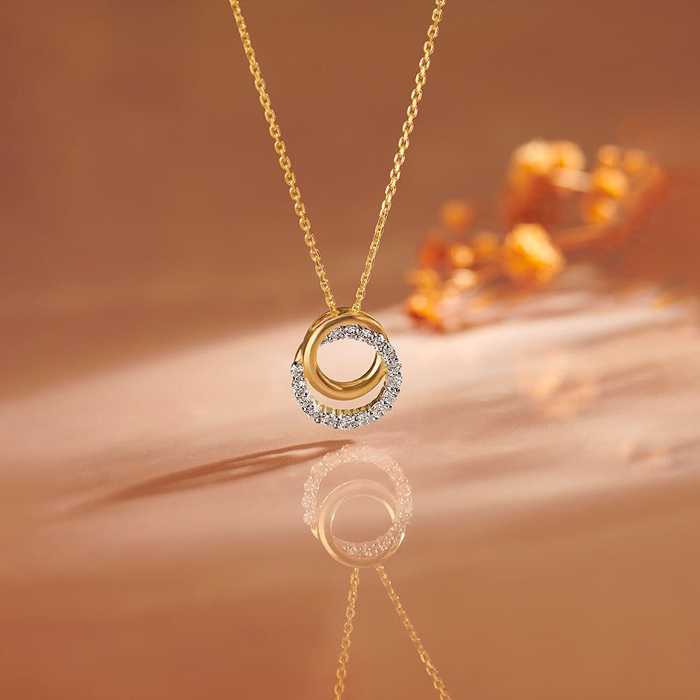 Interlocked Round Diamond Necklace, 14K Solid Gold, 1/3 ct Lab Grown Diamond-1