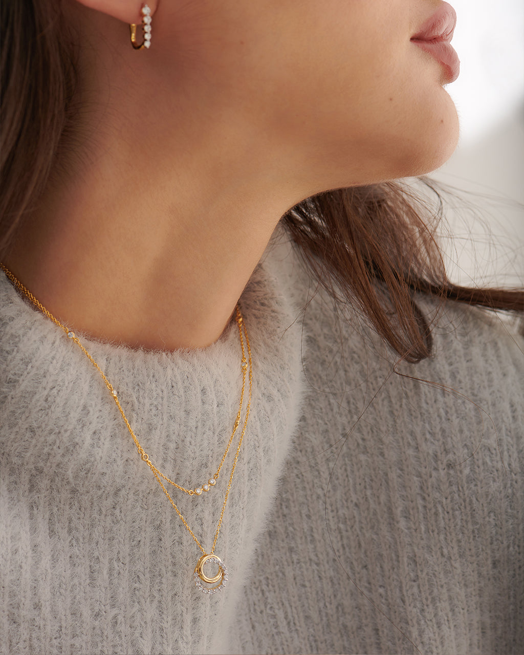 Interlocked Round Diamond Necklace, 14K Gold Vermeil, 1/3 ct Lab Grown Diamond-2