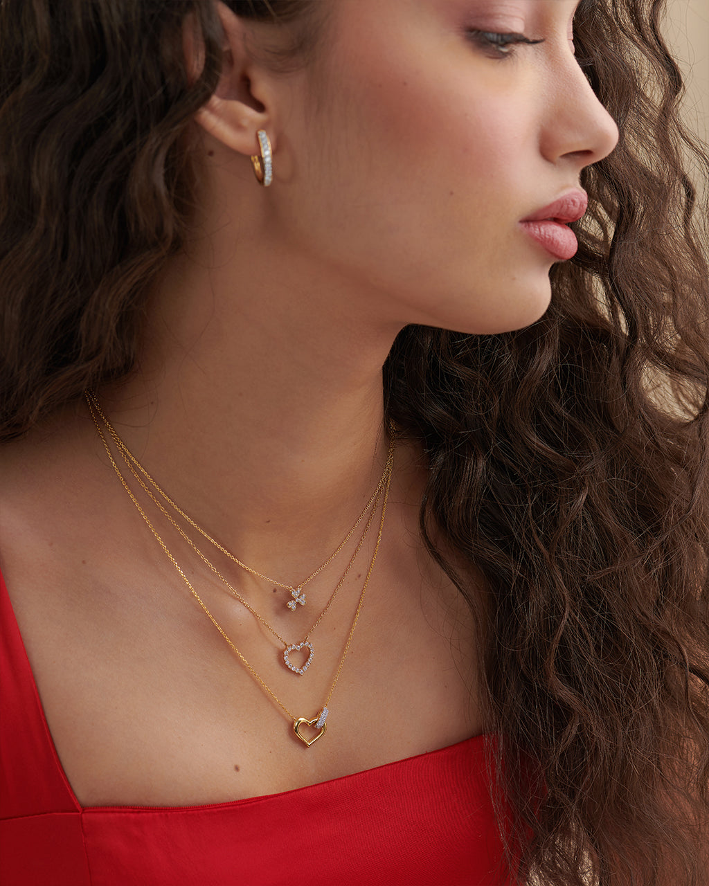 Interlocked Heart Diamond Necklace, 14K Solid Gold, 1/10 ct Lab Grown Diamond-5