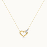 Interlocked Heart Diamond Necklace, 14K Solid Gold, 1/10 ct Lab Grown Diamond-3