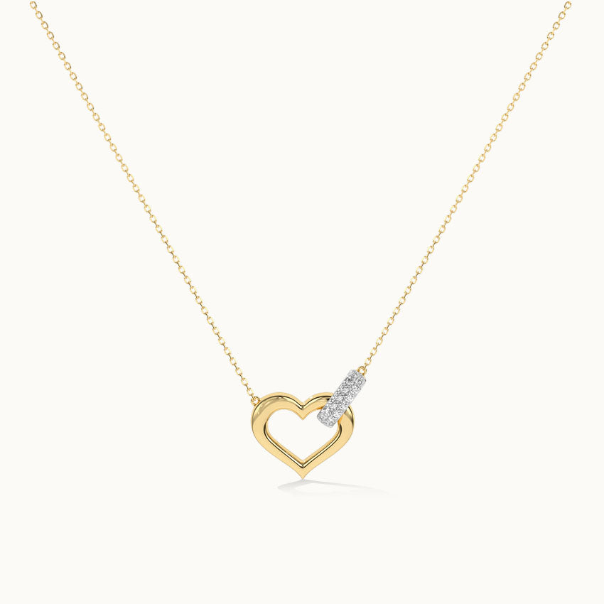 Interlocked Heart Diamond Necklace, 14K Solid Gold, 1/10 ct Lab Grown Diamond-3