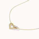 Interlocked Heart Diamond Necklace, 14K Solid Gold, 1/10 ct Lab Grown Diamond-7