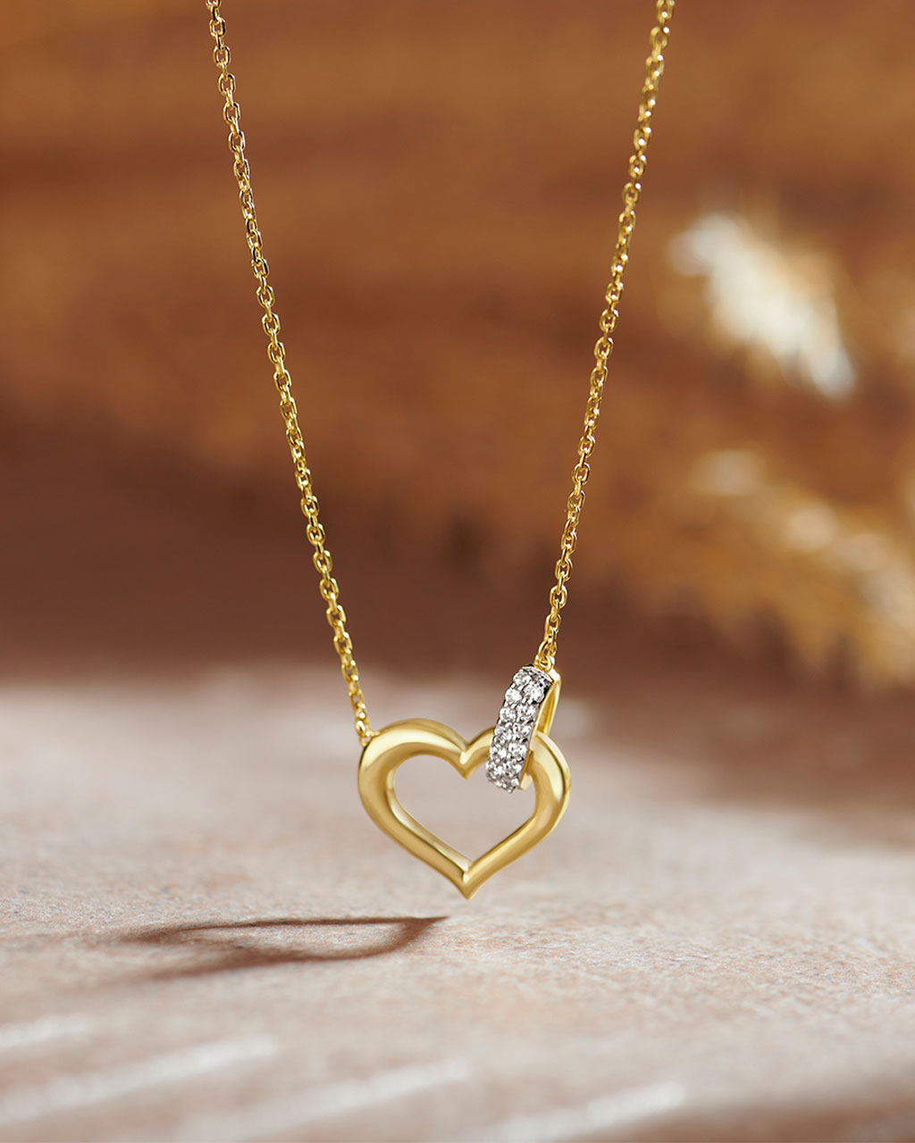 Interlocked Heart Diamond Necklace, 14K Solid Gold, 1/10 ct Lab Grown Diamond-6