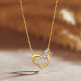 Interlocked Heart Diamond Necklace, 14K Solid Gold, 1/10 ct Lab Grown Diamond-6