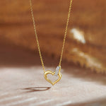 Interlocked Heart Diamond Necklace, 14K Solid Gold, 1/10 ct Lab Grown Diamond-1