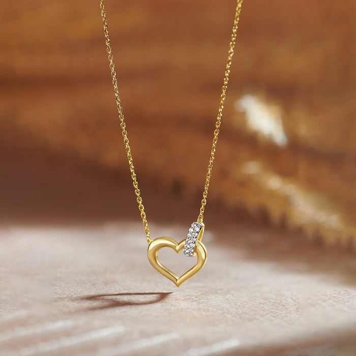 Interlocked Heart Diamond Necklace, 14K Gold Vermeil, 1/10 ct Lab Grown Diamond-1