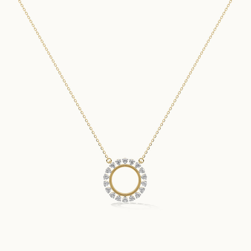 Sun Diamond Pendant Necklace, 14K Solid Gold, 1/3 ct Lab Grown Diamond-3
