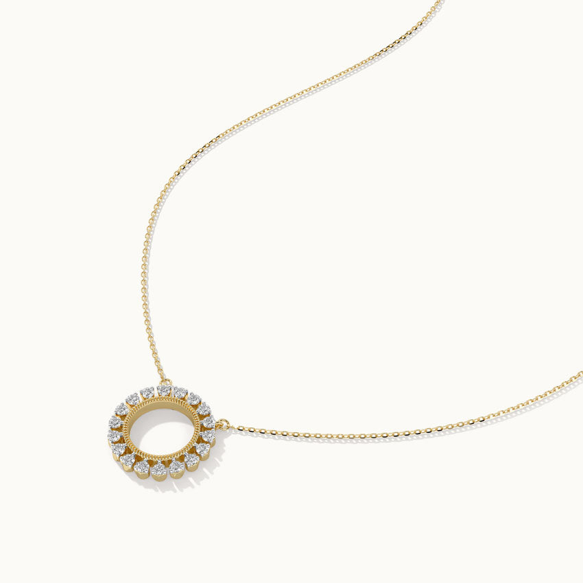 Sun Diamond Pendant Necklace, 14K Solid Gold, 1/3 ct Lab Grown Diamond-7