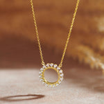 Sun Diamond Pendant Necklace, 14K Solid Gold, 1/3 ct Lab Grown Diamond-6