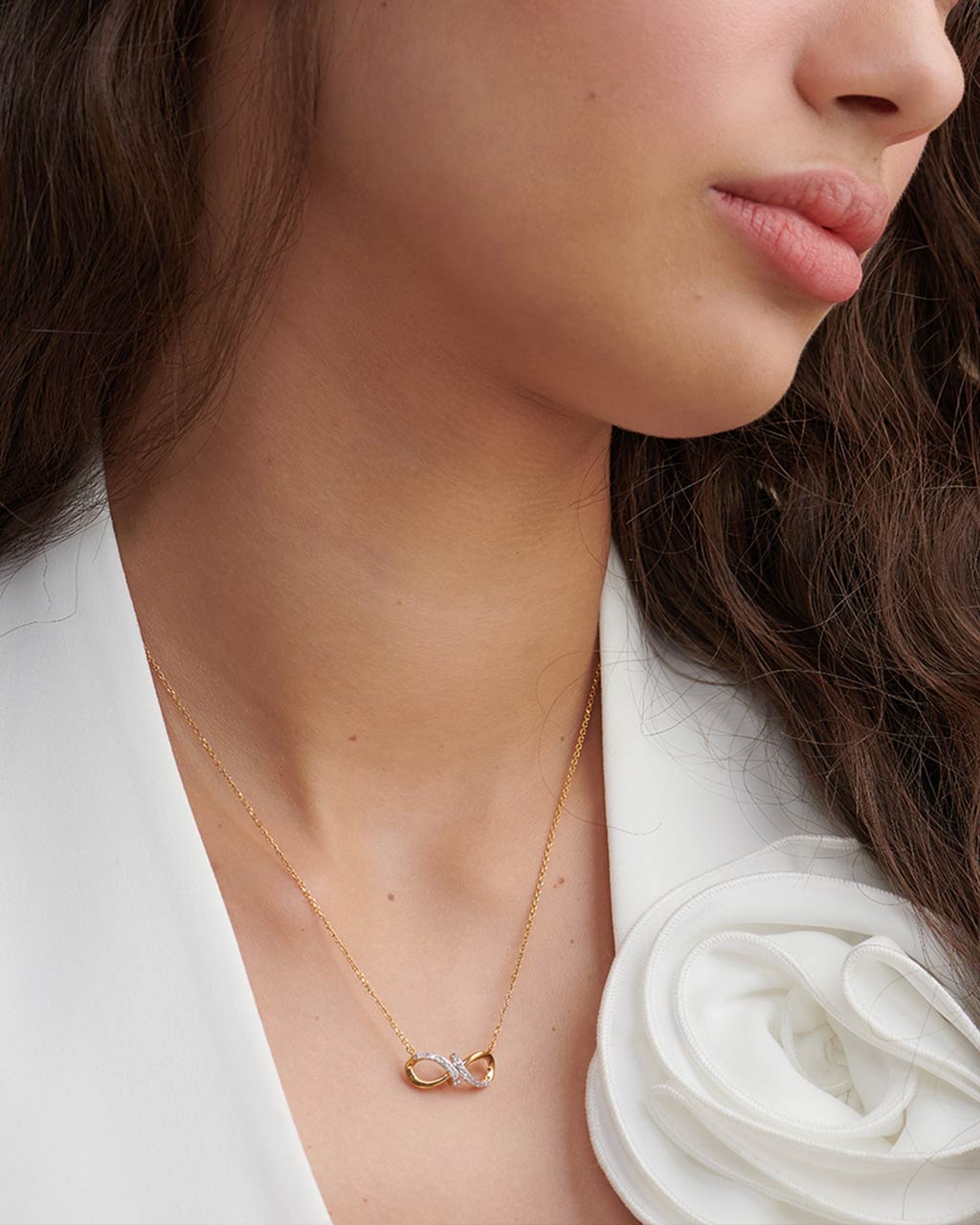 Elegant Infinity Diamond Necklace, 14K Gold Vermeil, 1/8 ct Lab Grown Diamond-5