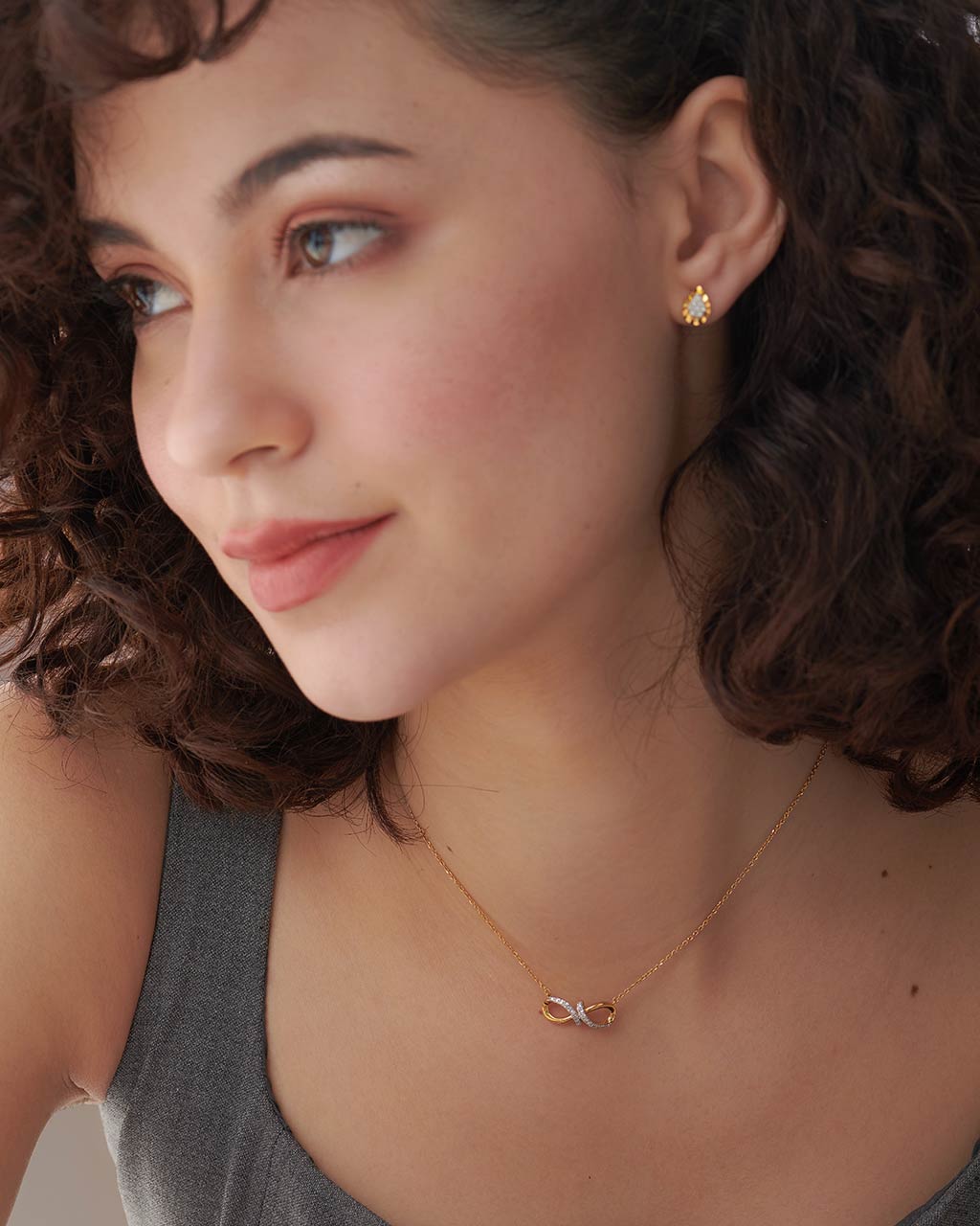 Elegant Infinity Diamond Necklace, 14K Gold Vermeil, 1/8 ct Lab Grown Diamond-2