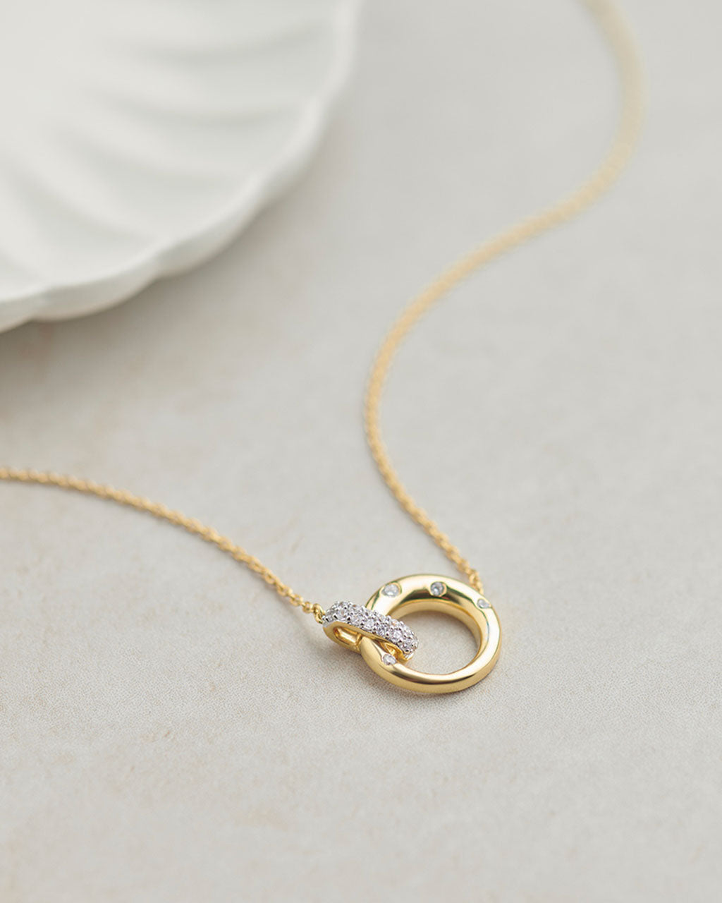 Interlocking Diamond Necklace, 14K Gold Vermeil, 1/6 ct Lab Grown Diamond-6