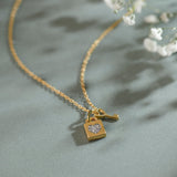 Lock & Key Diamond Necklace, 14K Solid Gold, 1/20 ct Lab Grown Diamond-5